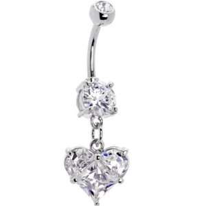  Clear Scintillating Heart Cubic Zirconia Belly Ring 