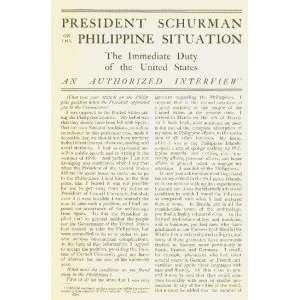  1899 President Schurman On Philippine Situation 