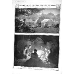  1920 GYPSIES CAMP NEW FOREST GLADE TENTS FIRE ANTIQUE 