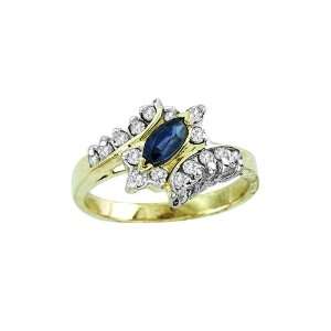   38 ctw Diamond & Marquise Sapphire Ring 14K Yellow Gold Jewelry