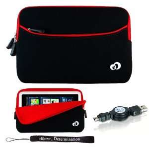  Red w/ Black Slim Design Soft Neoprene Carrying Cover Case 