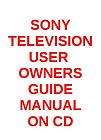   BRAVIA KDL 46NX720 TELEVISION TV USER / OWNERS GUIDE / MANUAL ON CD