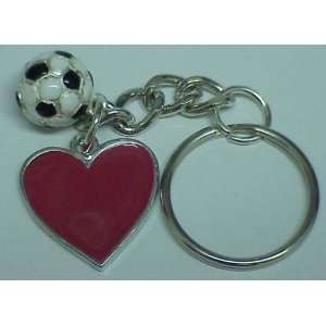  I Love Soccer Heart Keychain Key Chain   Red (Brand New 