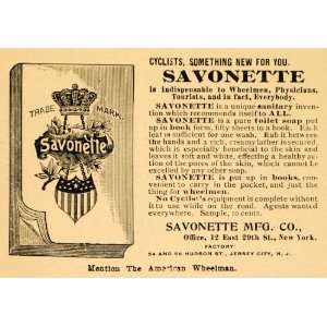 1896 Ad Savonette Toilet Soap Cyclist Bike Sanitation 