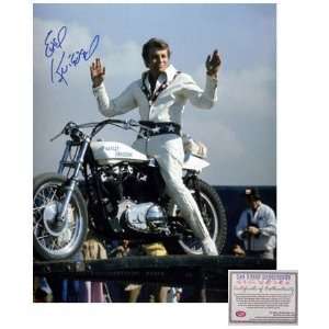  Evel Knievel   Pose On Harley Davidson   Autographed 16x20 