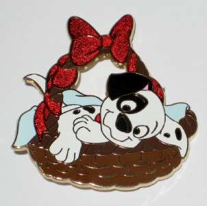 101 Dalmatian Patch n Basket Puppy Dog Disney Pin LE250  