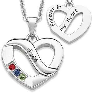   & Birthstone Heart Pendant 3 stones   Personalized Jewelry Jewelry