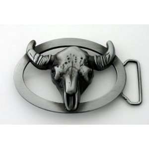    Buffalo Bull Skull Horn Vintage Belt Buckle 