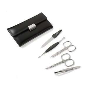 Womens Manicure Set in Black Leather Case. Made by Niegeloh in 
