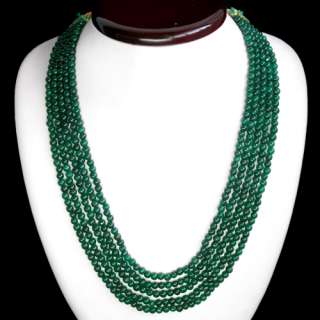 BUYERS DEMANDED 440.00 CARAT NATURAL GREEN EMERALD 5 LINE ROUND BEADS 