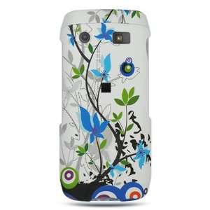   BLUE FLOWER DESIGN CASE COVER + LCD SCREEN PROTECTOR for BB PEARL 9100