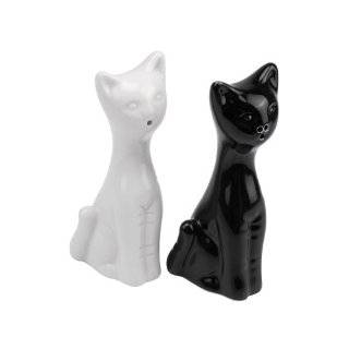 Present Time Ceramic Black and White Cat Salt and Pepper Set