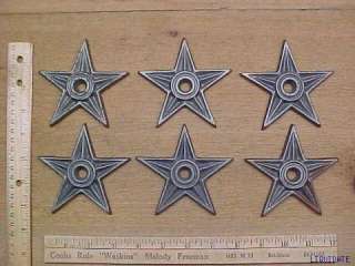 lot of 6 Flat Wall STARS 4 cast iron rustic Western  