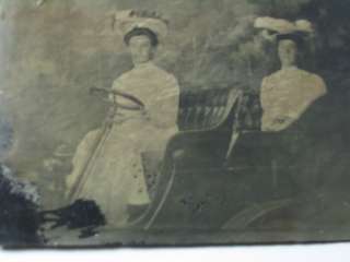 Women Riding in a Car Tintype Photograph  
