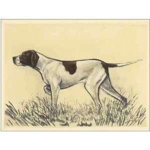  Hunting Dogs Pointer Andres Collot. 14.00 inches by 12.00 