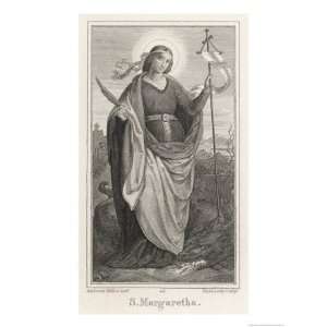  Margaret or Marina of Antioch Martyr Depicted Holding up 