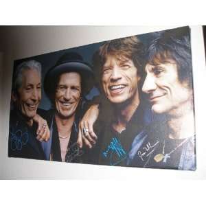  Rolling Stones Autographed Canvas w/ Coa & Pics Beautiful 