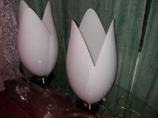 Vintage 1970s Rougier Tulip Table Lamps  