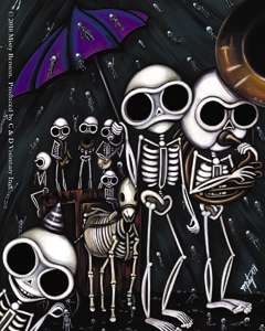 Sticker Skeleton Jazz Funeral Gothic Day of the Dead  