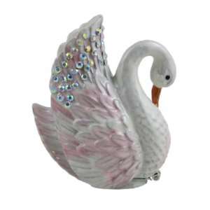   Swan Jewelry Trinket Box Pink Bejeweled Figurine
