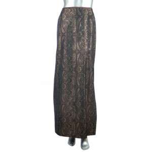 JS Collections Burgandy Gold Long Paisley Skirt 8  