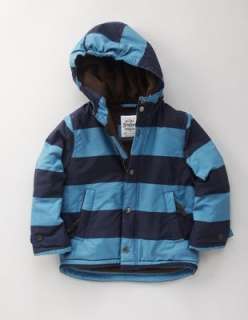 NWT Mini Boden Fleece Lined Anorak 5 6 7 8 Boys Blue Navy Stripe Coat 