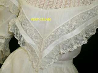   ANTIQUE ROMANTIC 1890 1900 VICTORIAN SHEER WHITE WEDDING LAWN DRESS