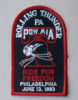 1993 ROLLING THUNDER POW/MIA PHILADELPHIA PA. PATCH  