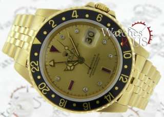Rolex GMT Master II Ref 16758 Diamond Dial 18K Yellow G  