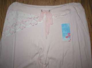 Bleu Claire Pettibone NEW $100+ Pajama Lounge Intimate Pants Lace Pink 