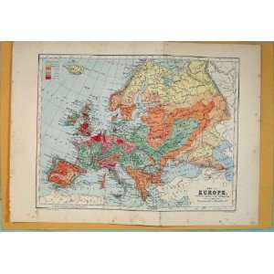 Europe Many Density Population Geographical Old Print 