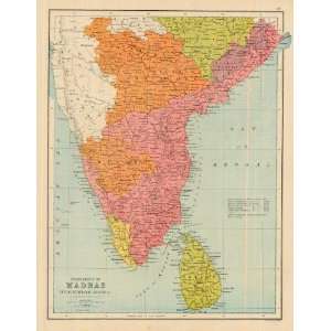  Bartholomew 1877 Antique Map of Madras