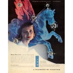   Pegasus Jewel Diamond De Beers   Original Print Ad
