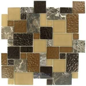  Mini versailles glass and stone mosaic tile in emperador 