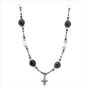   Santa Fe Black Sundance Cross Choker Beaded Necklace 