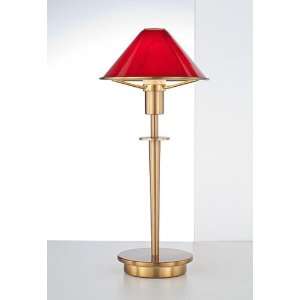  Red Glass Antique Brass Mini Holtkoetter Desk Lamp