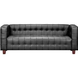 Button Black Leather Sofa