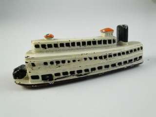 Vtg Cast Iron Riverboat Paddle Boat Ship Paperweight Antique Model 