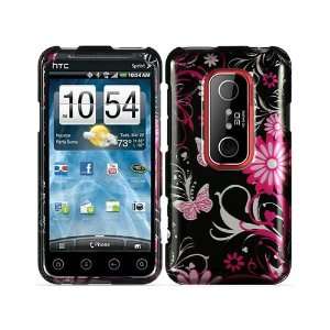   with Pink Butterflies Crystal 2D Hard Case Cover for HTC Evo 3D 4G