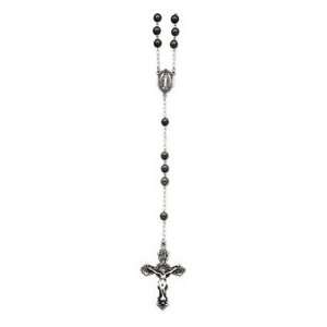  Sterling Silver Antiqued Hematite Rosary Jewelry