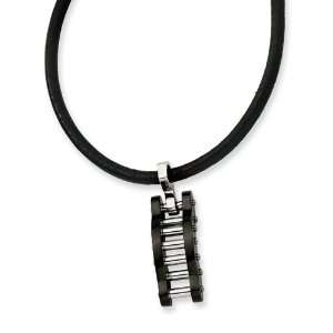   Steel and Black Plated Bridge Necklace 18in   Clearance Jewelry