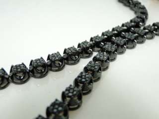ROW MENS BLACK CLUSTER DIAMOND CHAIN NECKLACE 8 CT  