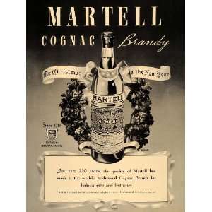  1937 Ad Martell Cognac Brandy Christmas Wreath New Year 