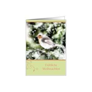   Weihnachten German merry christmas robin snowflakes winterscape Card