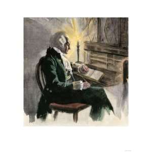  at His Desk by Candlelight Premium Poster Print, 18x24