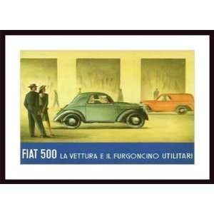   Fiat 500 Topolino   Artist Vintage  Poster Size 36 X 24 Home