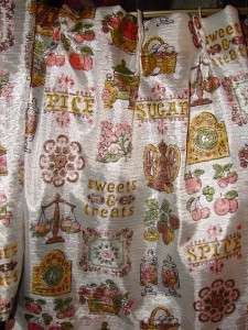 Vintage Pleated Cafe Spice Print Kitchen Curtains  