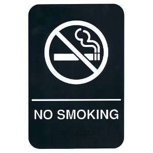   in. x 9 in. No Smoking Braille Sign   White On Black