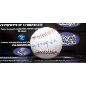  Jim Bunning Autographed Baseball Inscribed HOF 96 Sports 