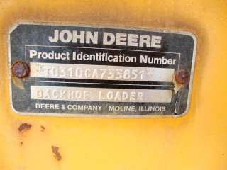 John Deere Backhoe 310C 1987 One Owner Hammer  